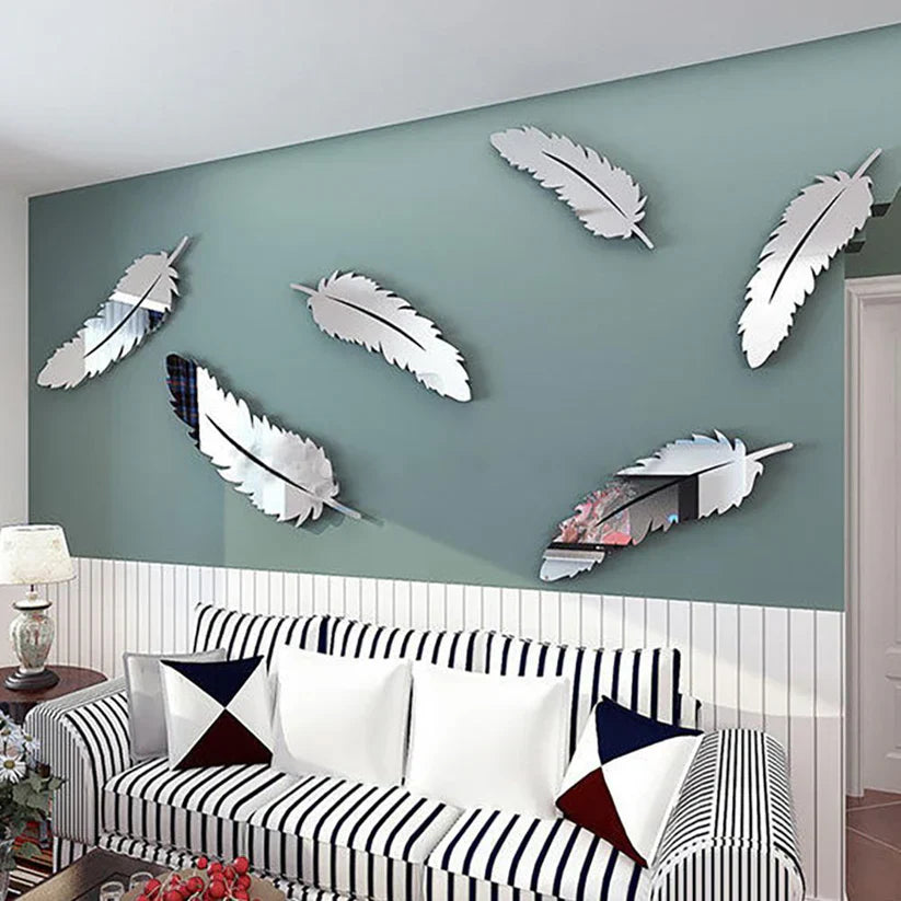 3D silver feather eand sticker