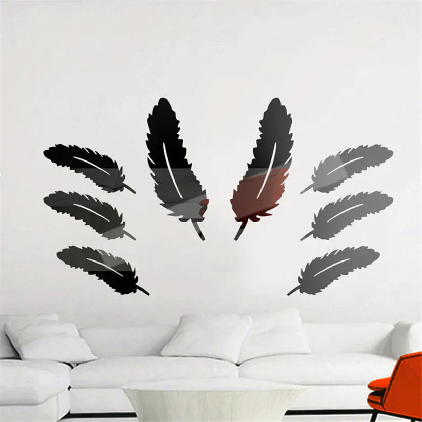 3D silver feather eand sticker