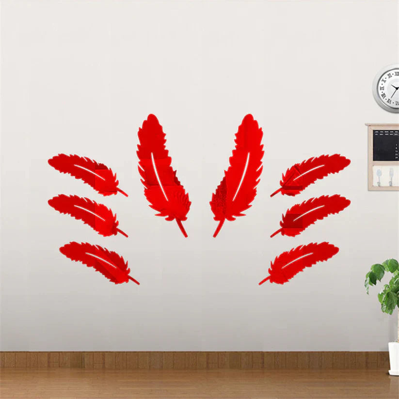 3D silver feather eand sticker