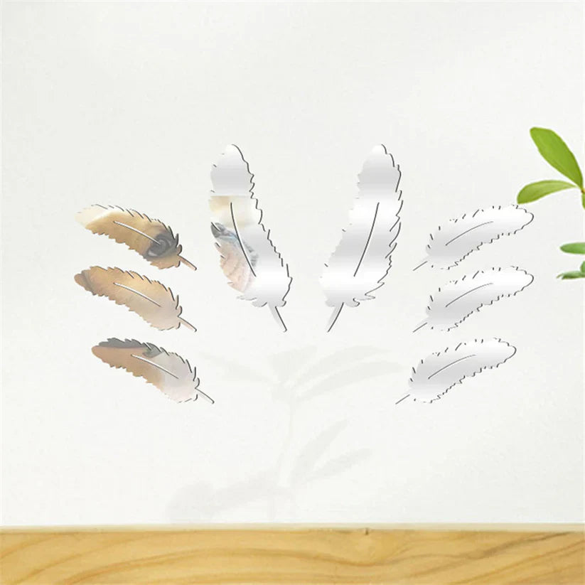 3D silver feather eand sticker