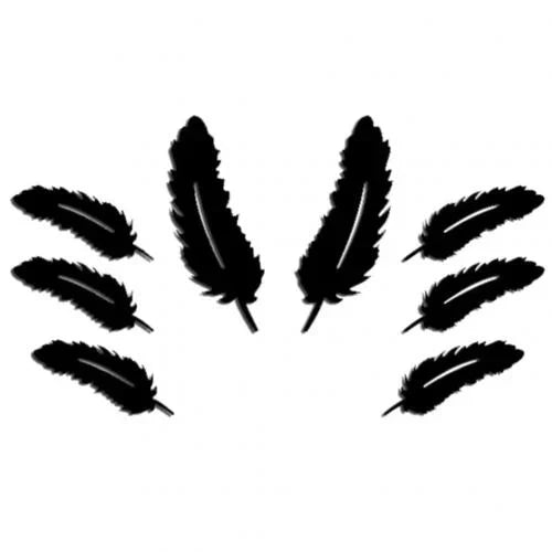 3D silver feather eand sticker