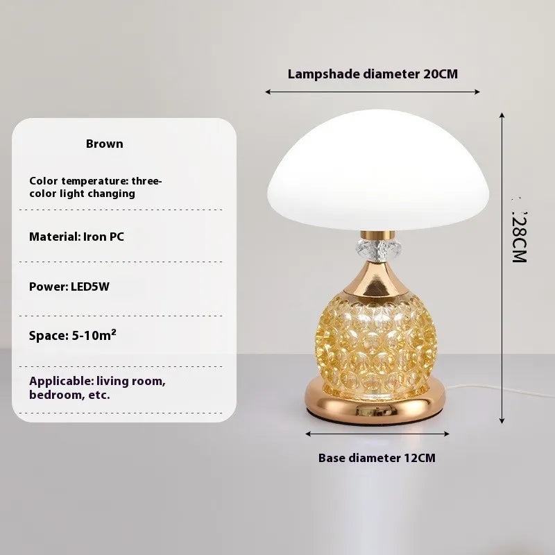 Ambientgleam | elegant crystal mushroom table lamp