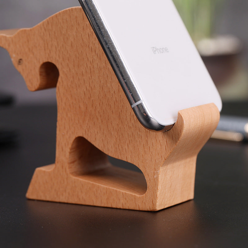 Creative cell phone holder made of beech wood - with coin pocket & engraving