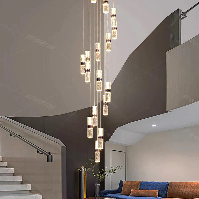 Luxe Crystal Cascade Staircase Chandelier