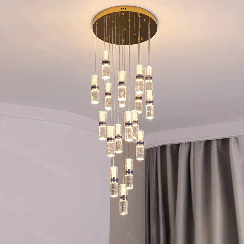 Luxe Crystal Cascade Staircase Chandelier