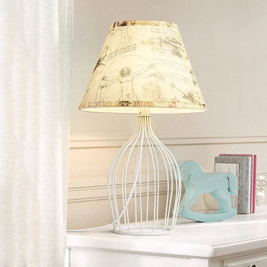 GloLight - traditional conical table lamp with metal cage base