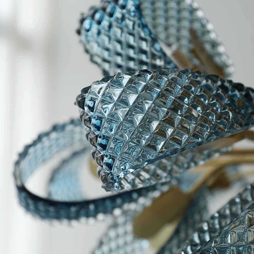 Luxe Copper & Blue Glass Chandelier