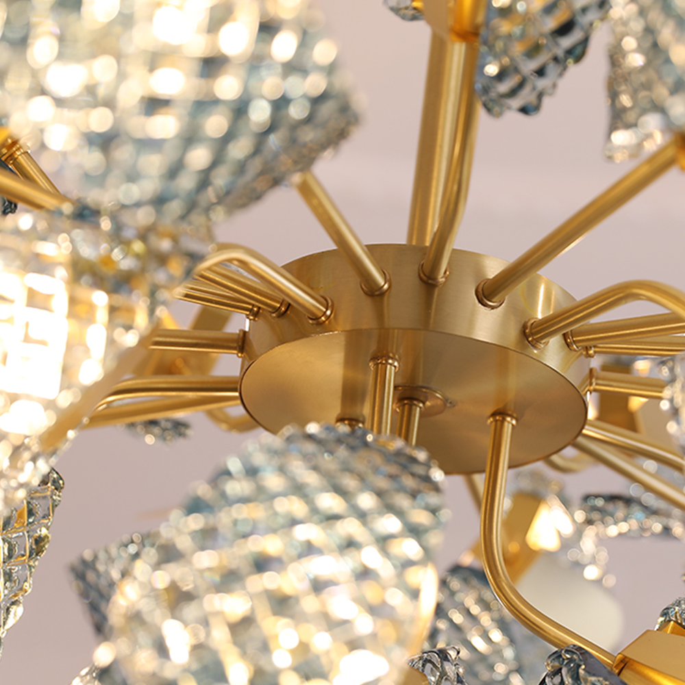 Luxe Copper & Blue Glass Chandelier