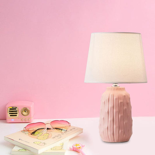 Eclat - designer table lamp with conical shade and cylindrical ceramic base