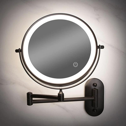 Black rechargeable led magnifying mirror for make-up and bathroom