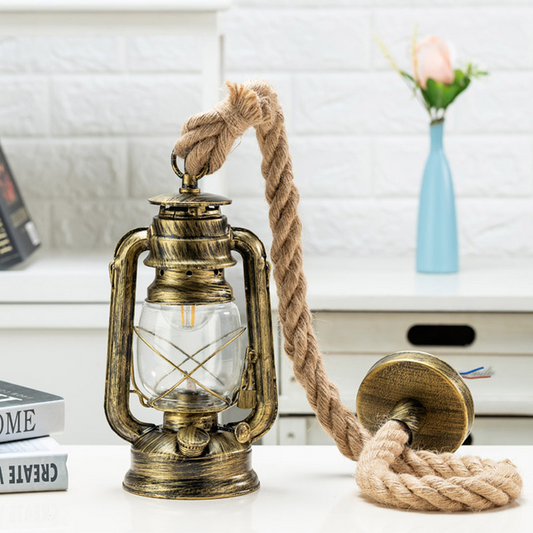 Austin vintage wall lamp - lantern style, brown, metal and wood