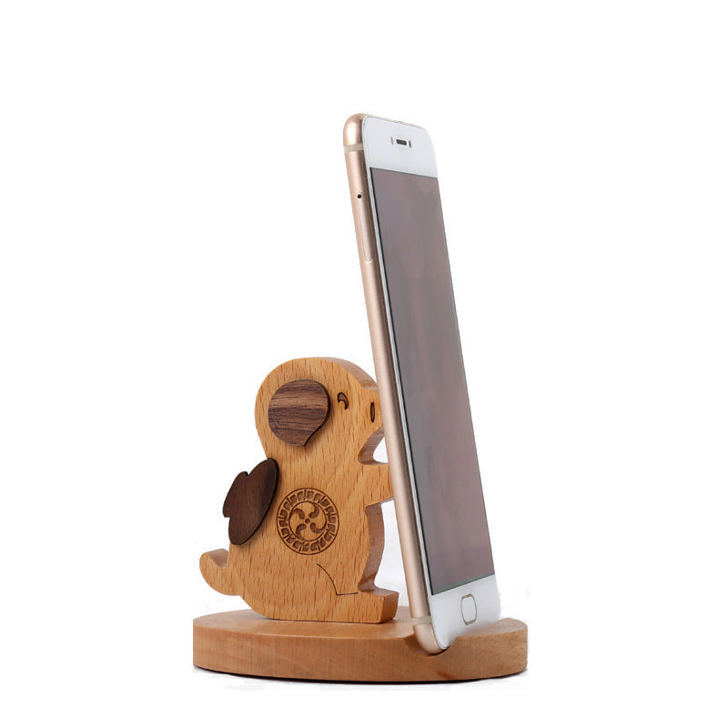 Creative cell phone holder made of beech wood - with coin pocket & engraving