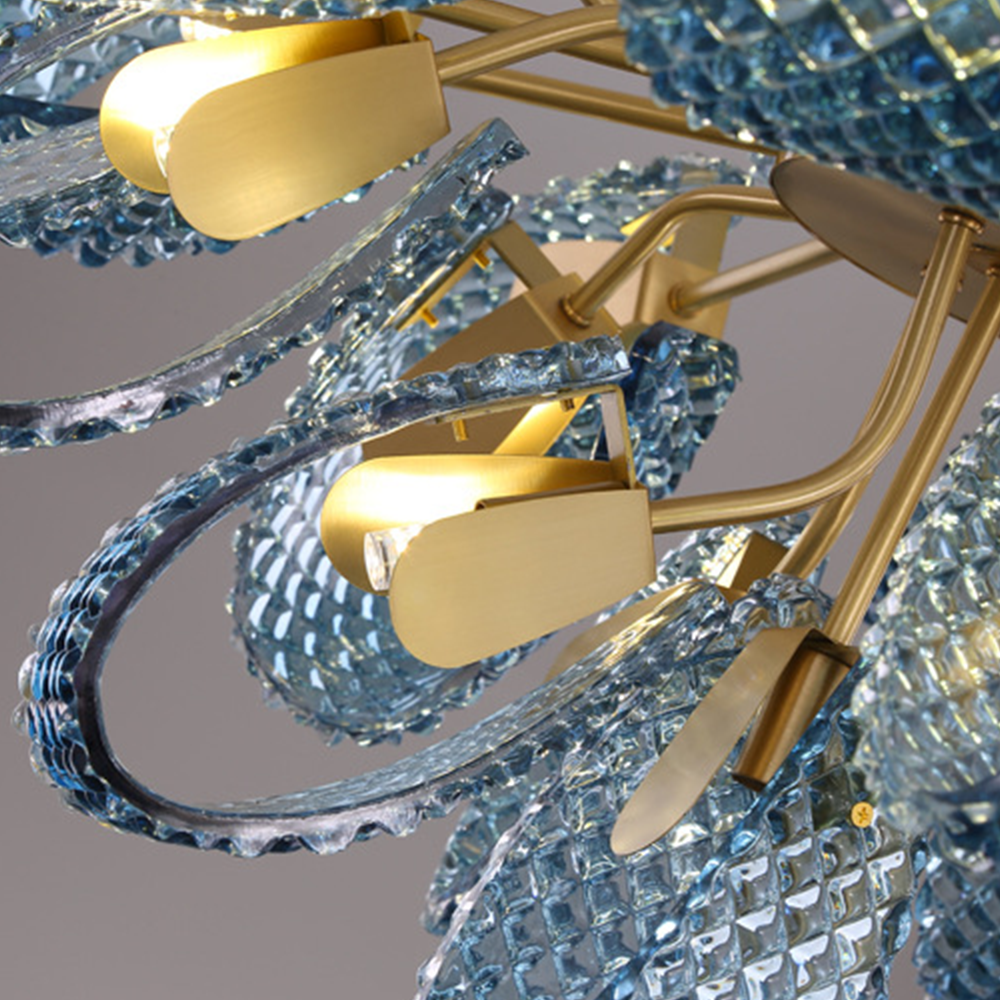Luxe Copper & Blue Glass Chandelier