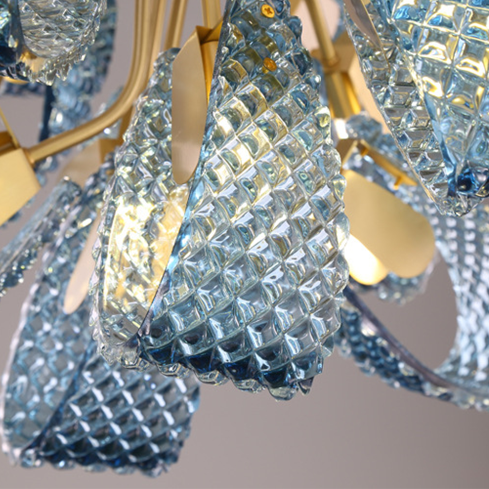 Luxe Copper & Blue Glass Chandelier
