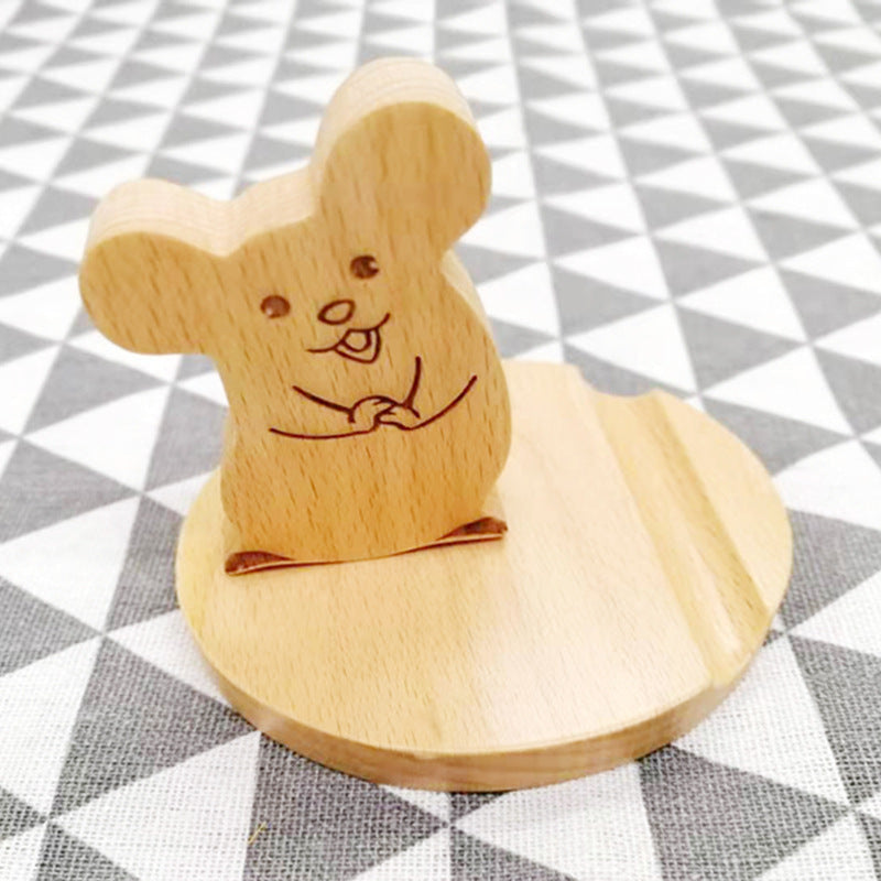 Creative cell phone holder made of beech wood - with coin pocket & engraving
