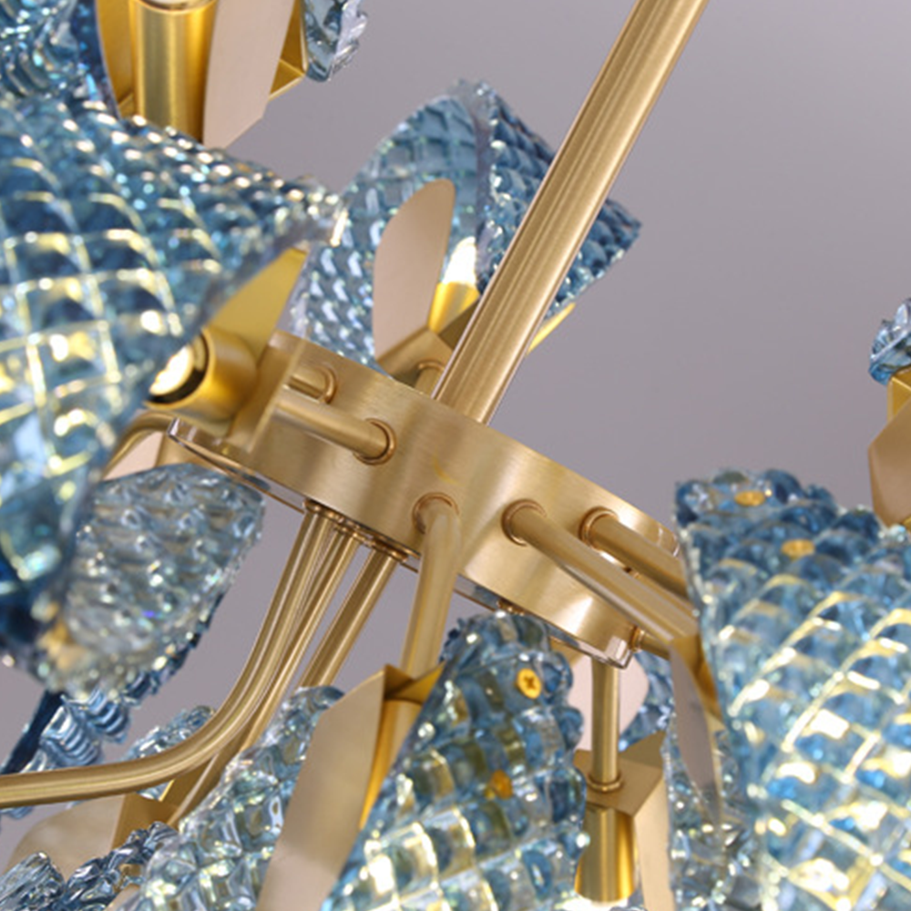 Luxe Copper & Blue Glass Chandelier