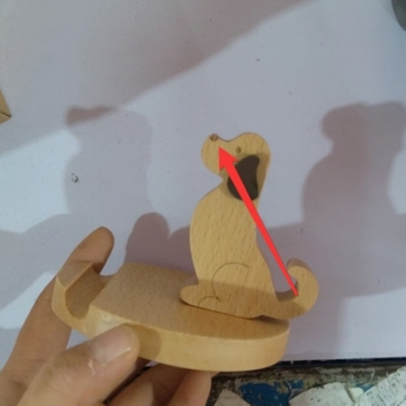 Creative cell phone holder made of beech wood - with coin pocket & engraving