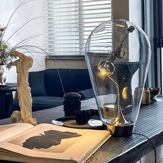 Lumimagnet - industrial magnetic control glass-bol table lamp with touch dimming