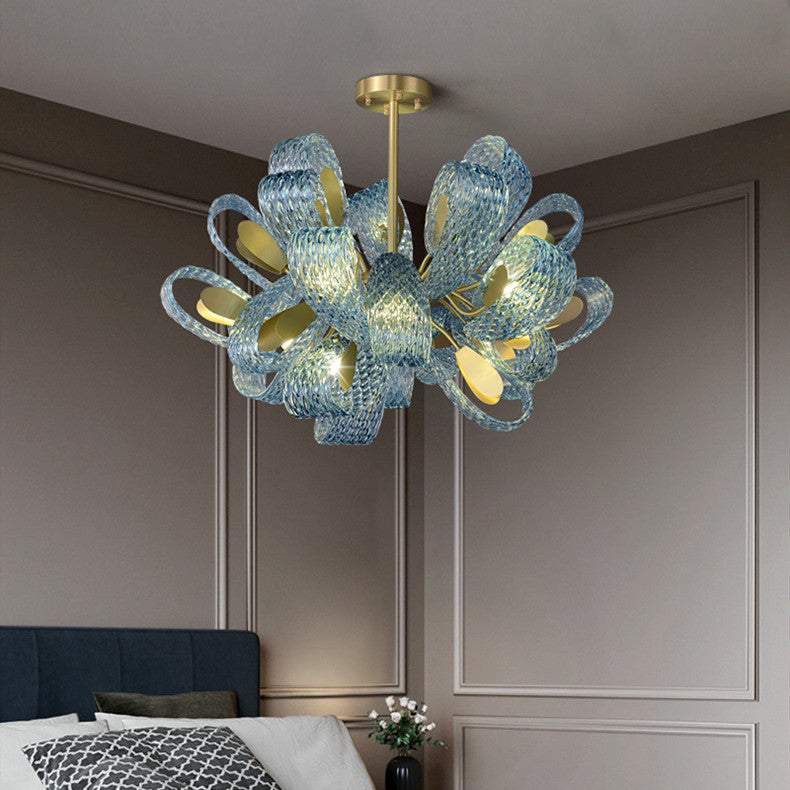 Luxe Copper & Blue Glass Chandelier