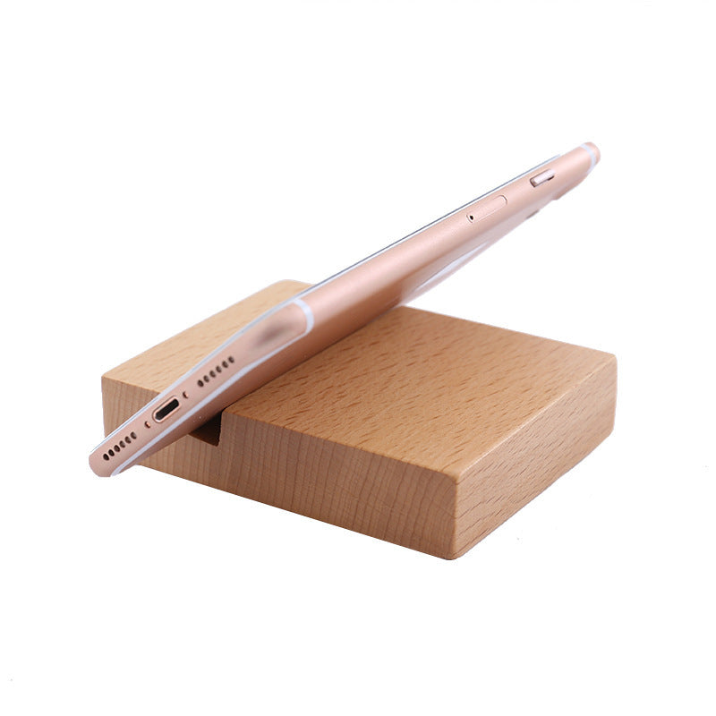 Creative cell phone holder made of beech wood - with coin pocket & engraving