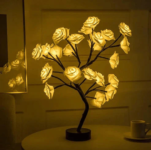 Charming rose tree - cordless led rechargeable table lamp living room
