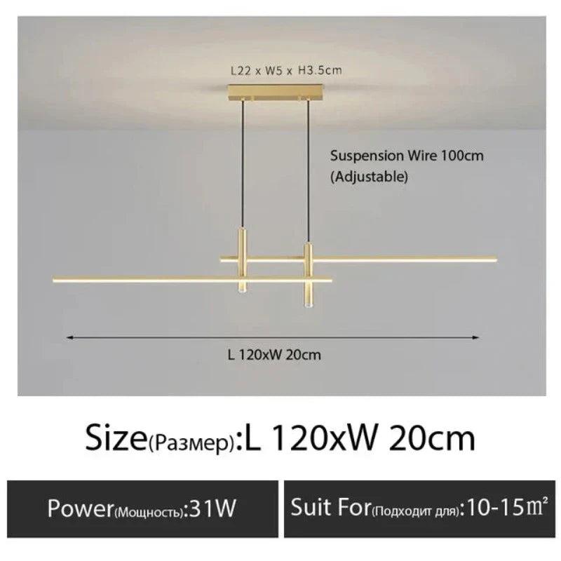 Linearglow - modern minimalist chandelier for the dining room