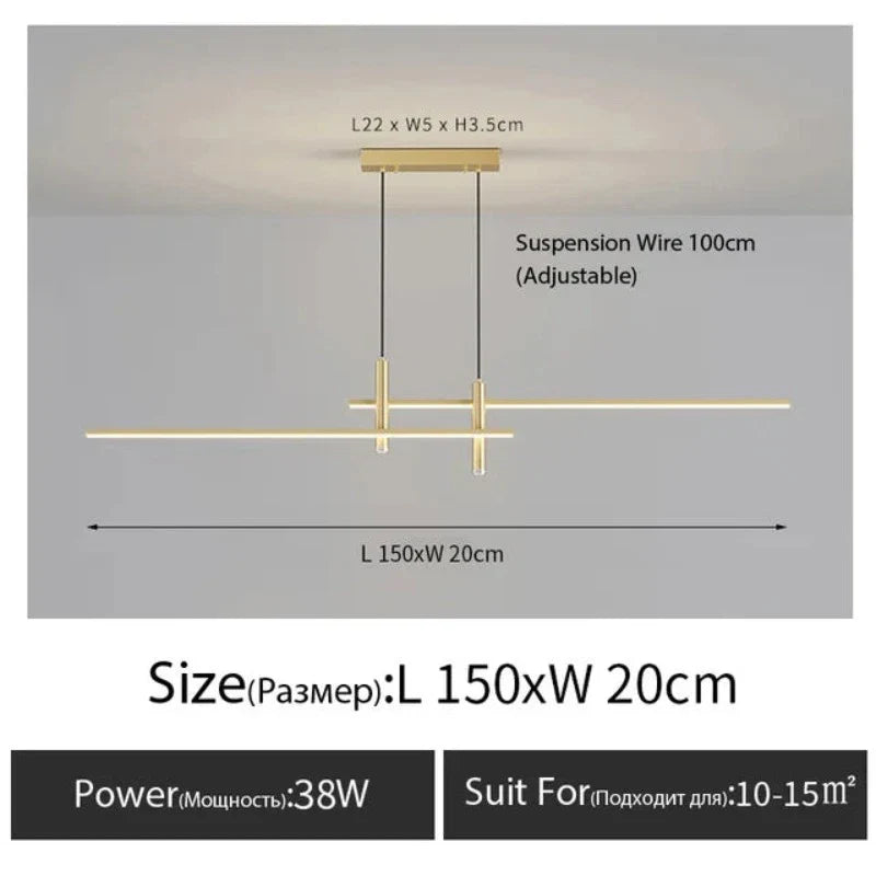 Linearglow - modern minimalist chandelier for the dining room