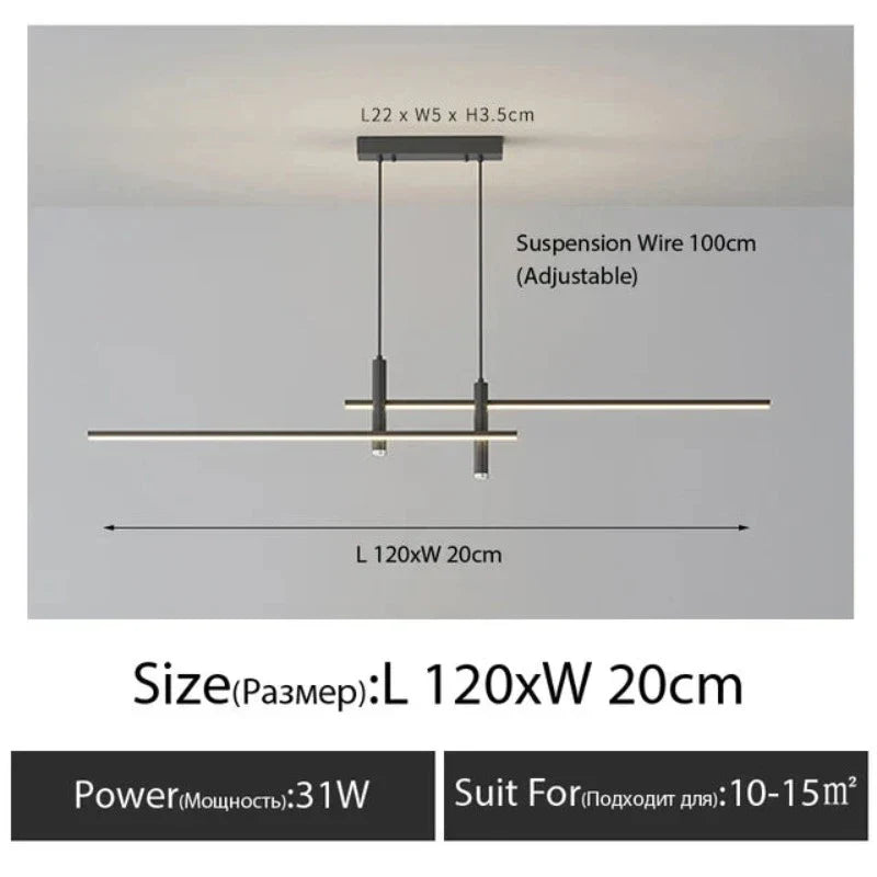 Linearglow - modern minimalist chandelier for the dining room