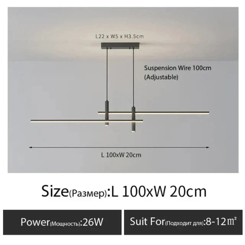 Linearglow - modern minimalist chandelier for the dining room