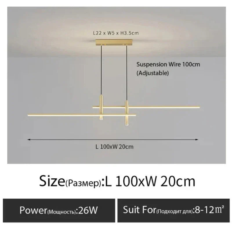Linearglow - modern minimalist chandelier for the dining room