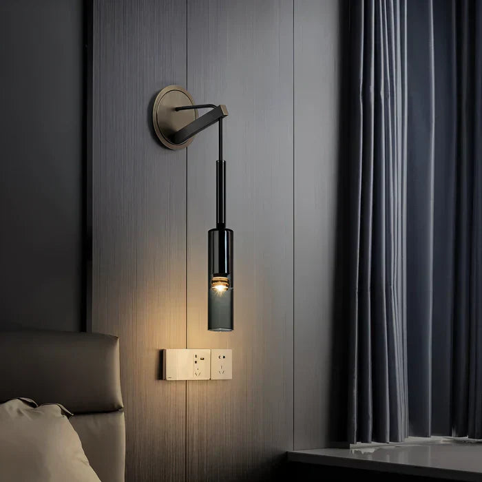 Crystal gray wall light - minimalist smoky tube modern wall light