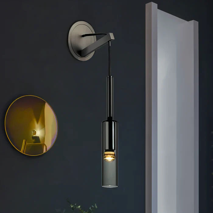 Crystal gray wall light - minimalist smoky tube modern wall light