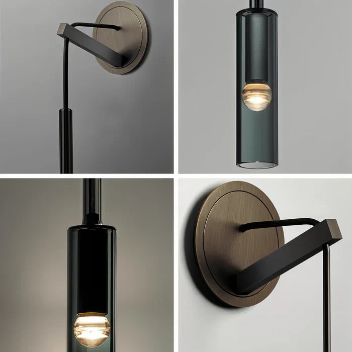 Crystal gray wall light - minimalist smoky tube modern wall light