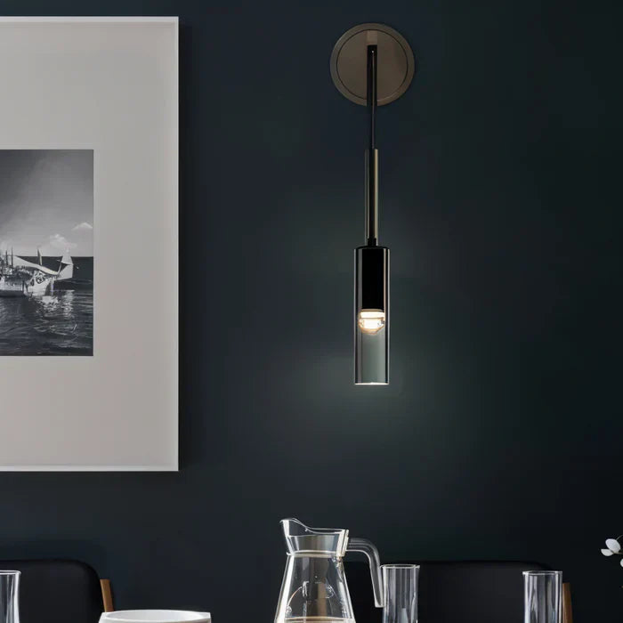 Crystal gray wall light - minimalist smoky tube modern wall light