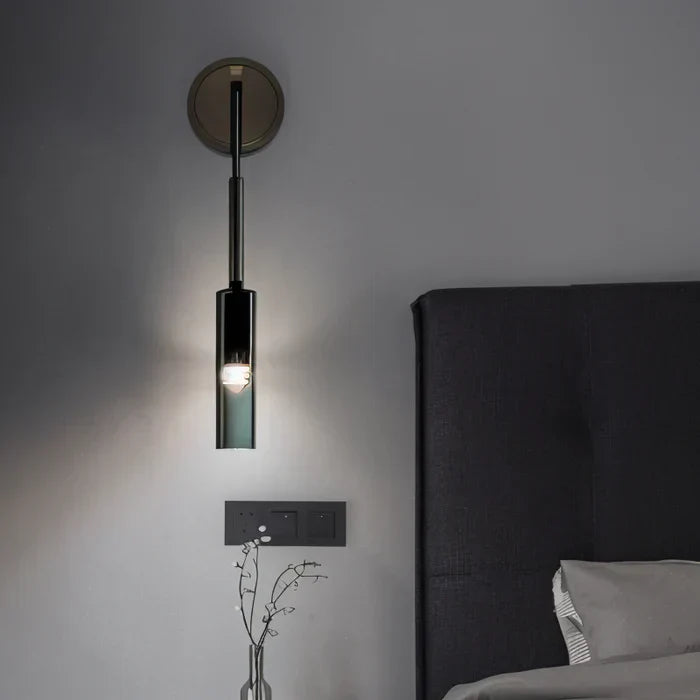 Crystal gray wall light - minimalist smoky tube modern wall light