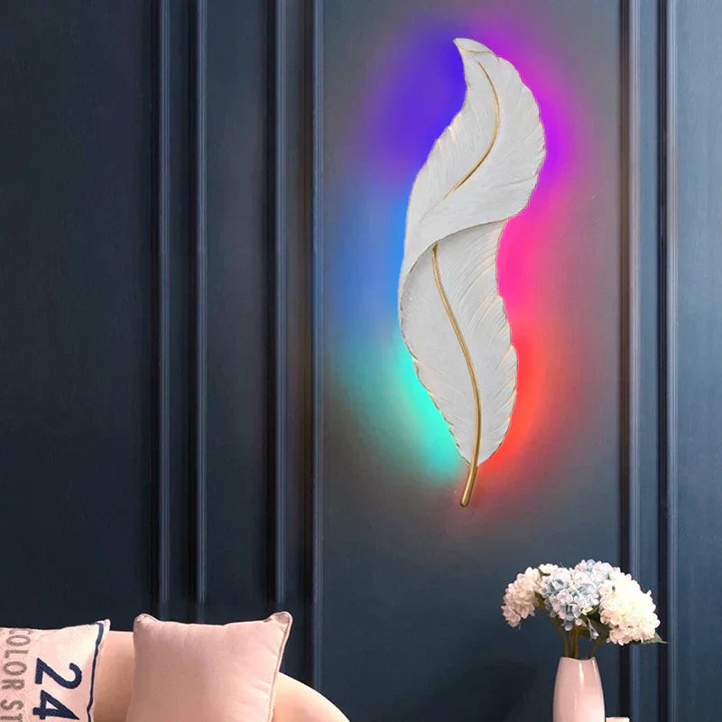 Federaura - modern female wall light with feathers