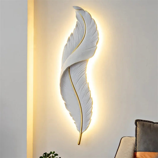 Federaura - modern female wall light with feathers