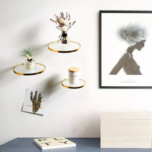 Elevatedelegance - iron glass round hanging shelf