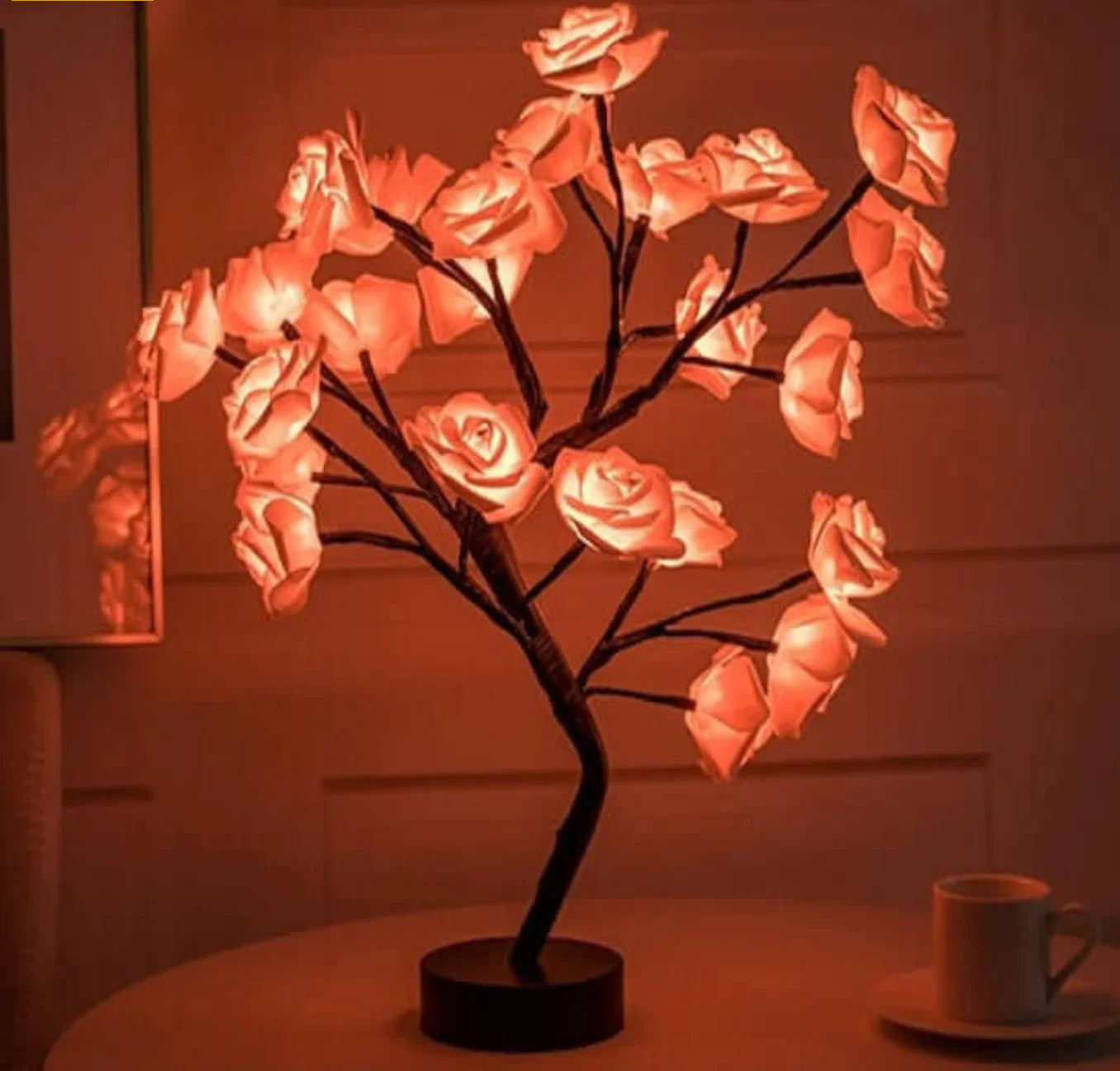 Charming rose tree - cordless led rechargeable table lamp living room