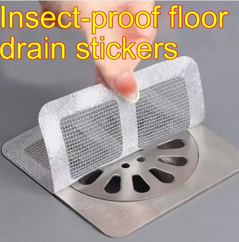 Disposable self-adhesive floor drain plate - anti-blockage, insect protection & anti-hair