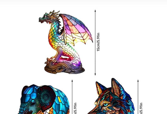 ArtGlass | animal motif stained glass table lamp