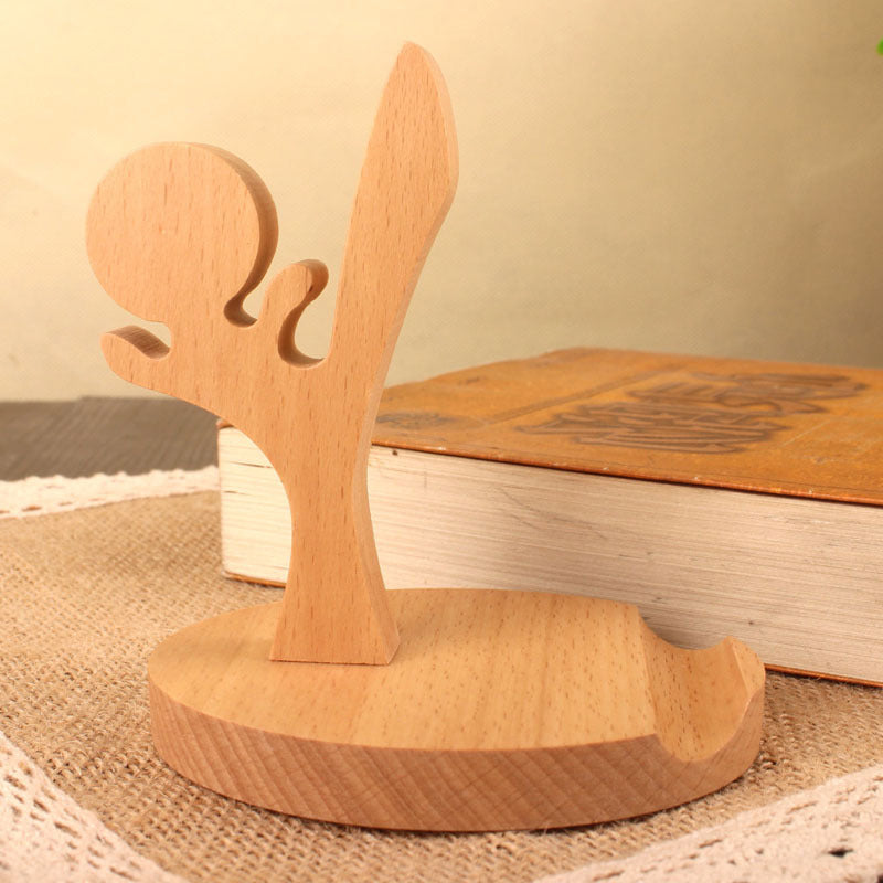Creative cell phone holder made of beech wood - with coin pocket & engraving