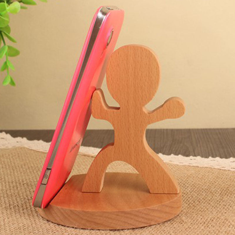 Creative cell phone holder made of beech wood - with coin pocket & engraving