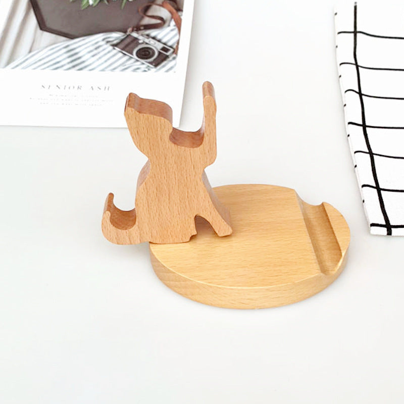 Creative cell phone holder made of beech wood - with coin pocket & engraving