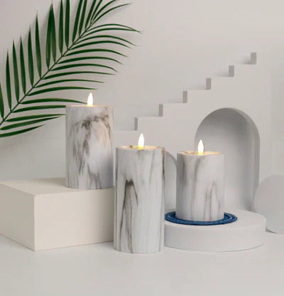 Candlylight | set of 3 led marble candle lights