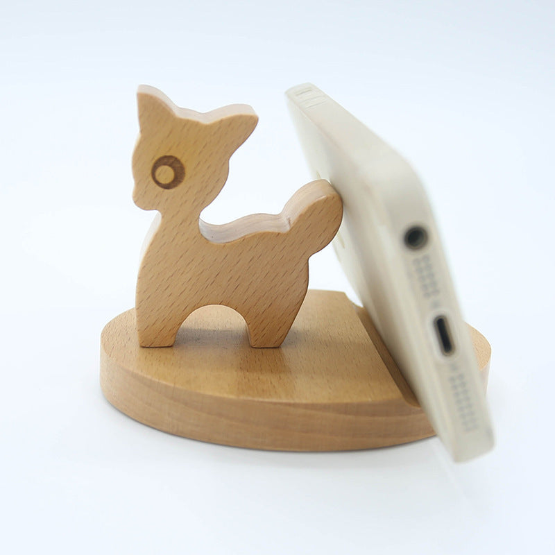 Creative cell phone holder made of beech wood - with coin pocket & engraving