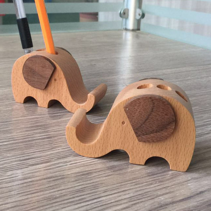 Creative cell phone holder made of beech wood - with coin pocket & engraving