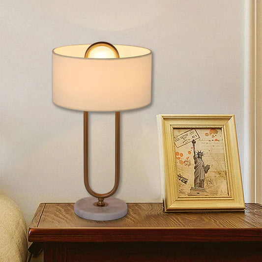 LichtAnna - white drum-shaped table lamp with oval base